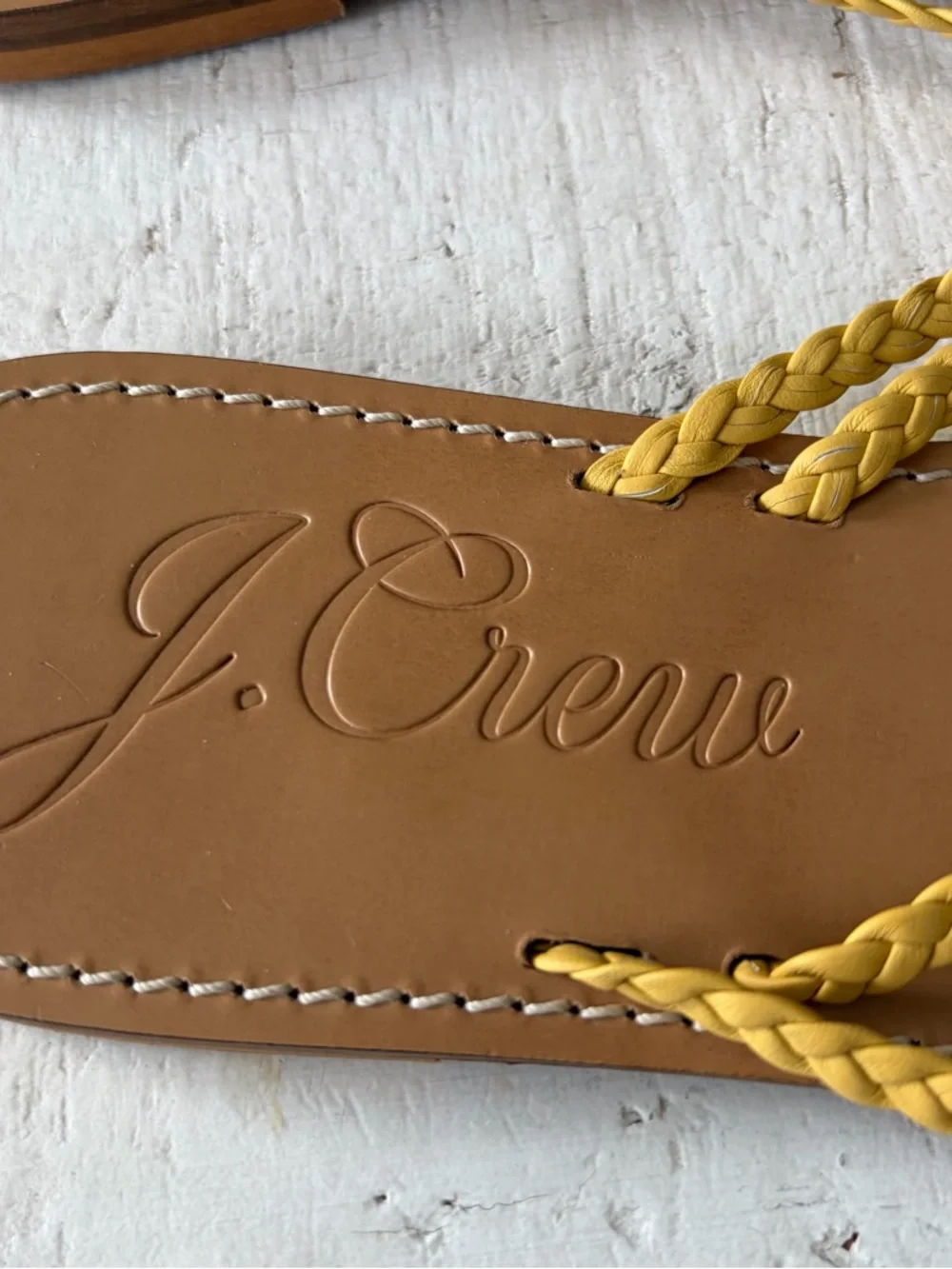 J.Crew NWOT Capri‎ Braided Strap Thong Sandals size 10 Yellow Leather Flat